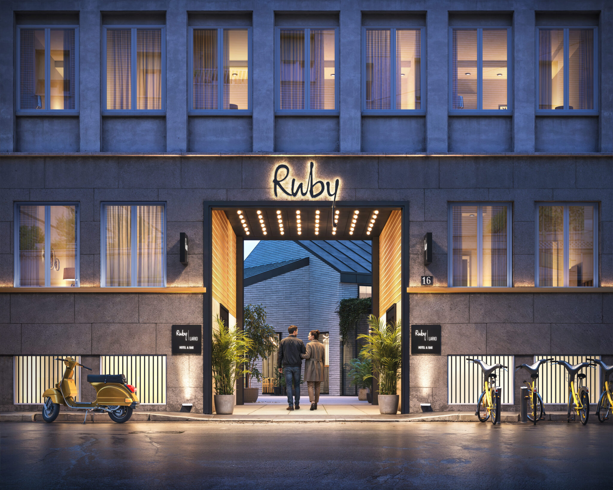 Dettaglio dell'ingresso dell'Hotel Ruby a Milano