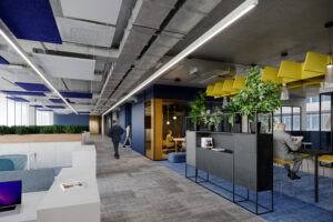 Render di un edificio per uffici a Verona. Incarico: Space planning e interior design