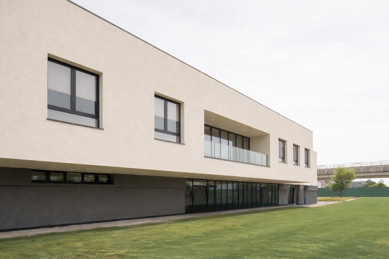 Esterno del palazzetto di ginnastica artistica a Brescia