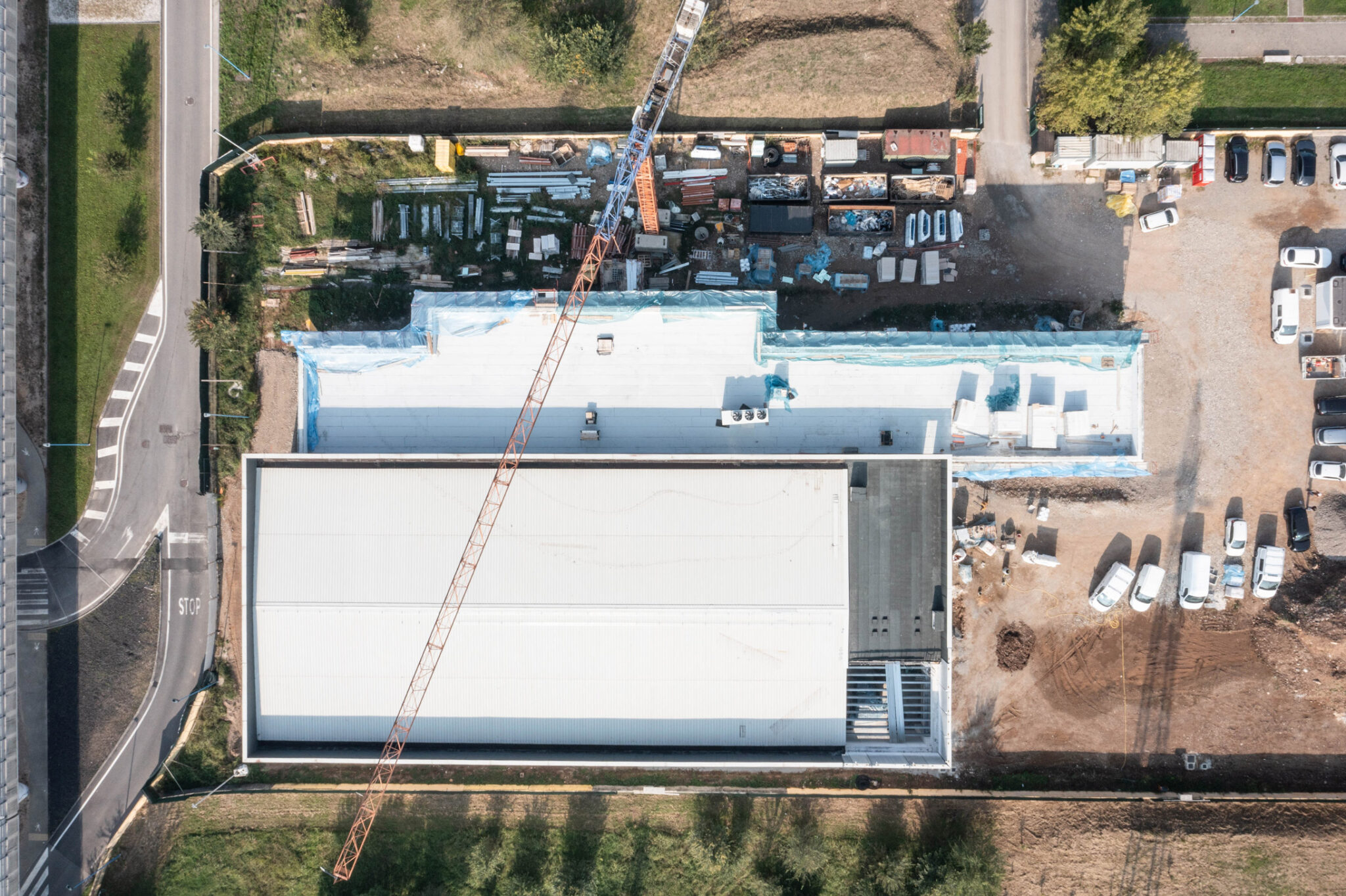Vista zenitale del palazzetto di ginnastica artistica a Brescia
